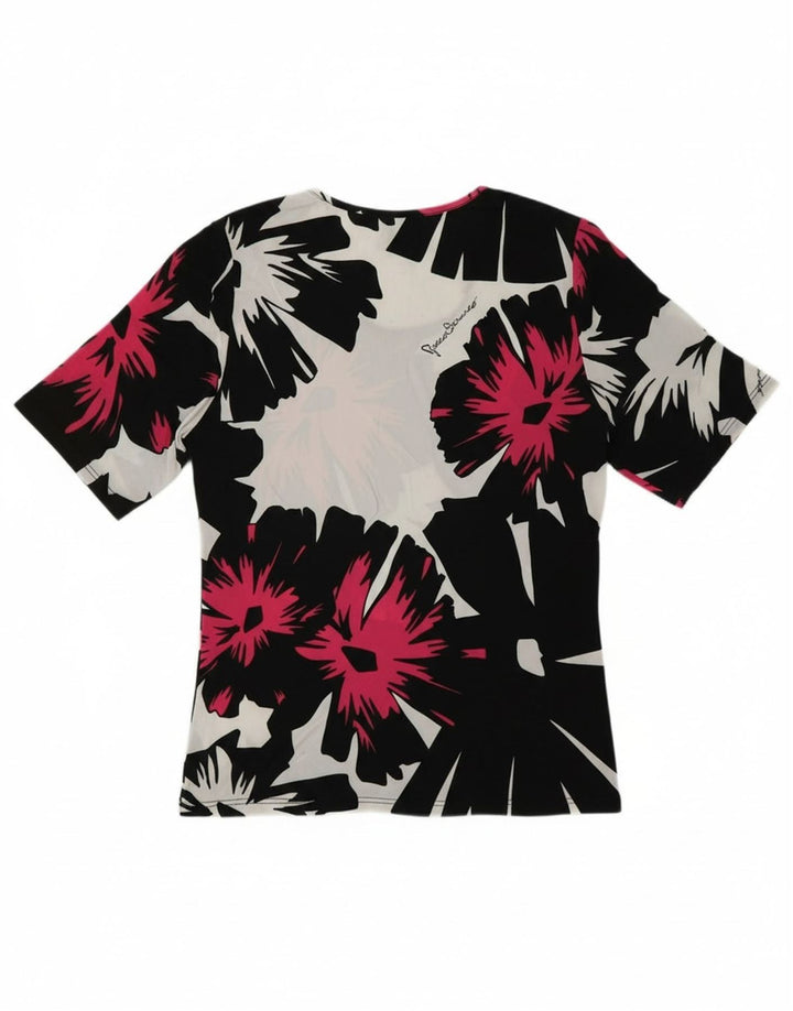 ROCCOBAROCCO Womens Abstract Pattern T-Shirt Top IT 52 2XL Black Viscose