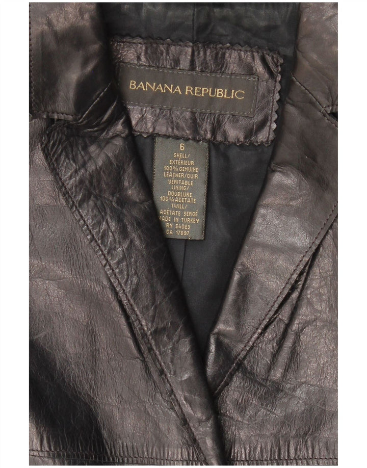 BANANA REPUBLIC Veste blazer à 2 boutons pour femme US 6 en cuir noir moyen