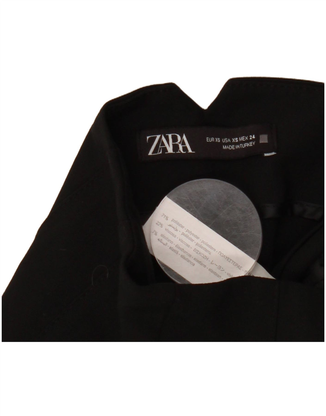 ZARA Pantalon de costume taille haute pour femme XS W24 L26 Noir Polyester