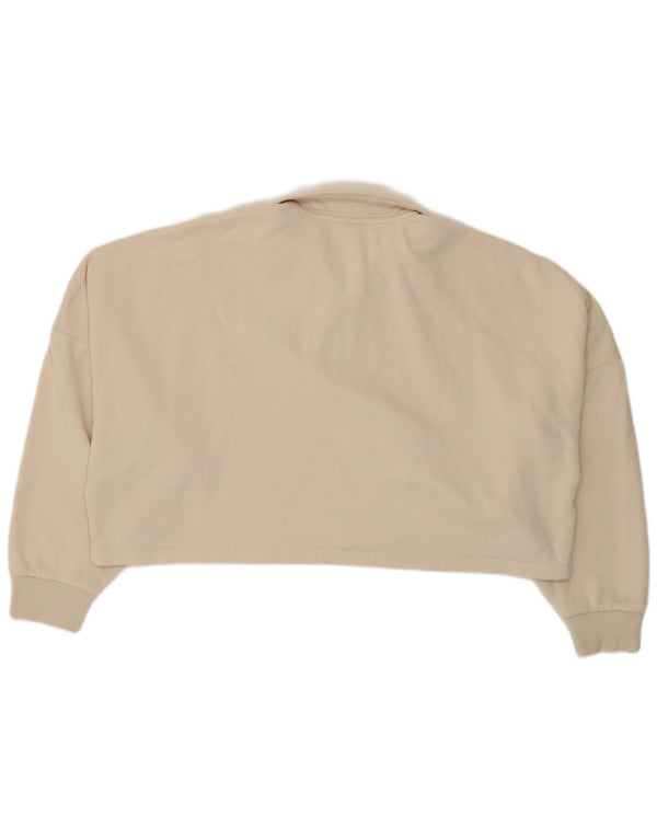 Adidas Sweat-shirt court surdimensionné pour femme UK 8/10 Petit coton beige