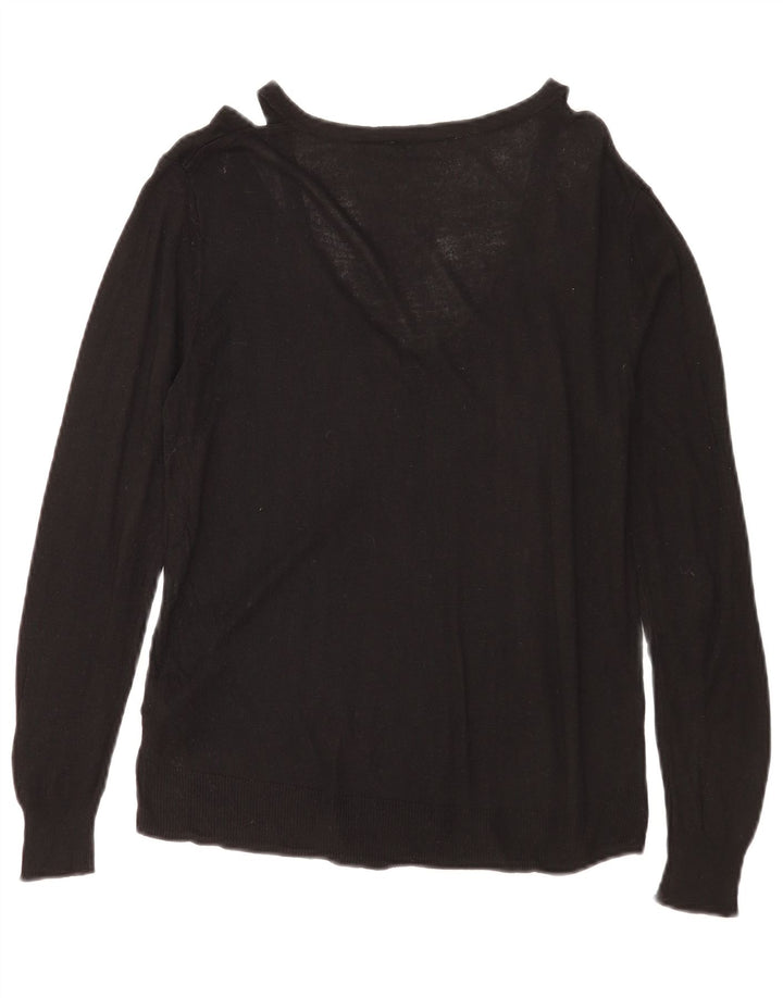 Zara Pull col V pour femme UK 44 Medium Noir Viscose