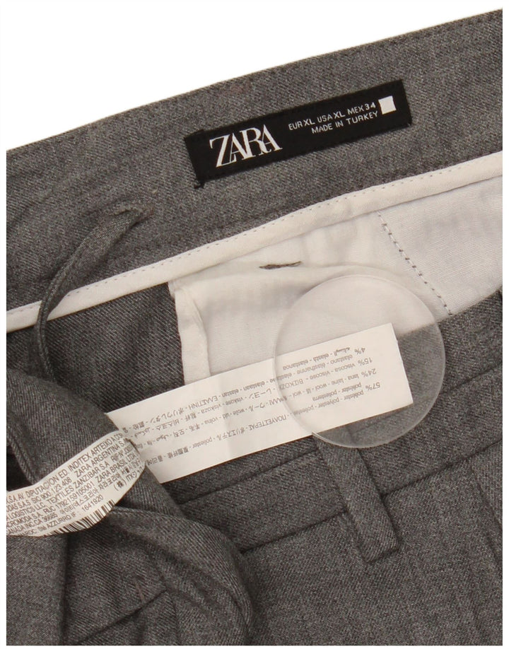 Zara Pantalon Chino Slim Homme XL W34 L30 Gris Polyester