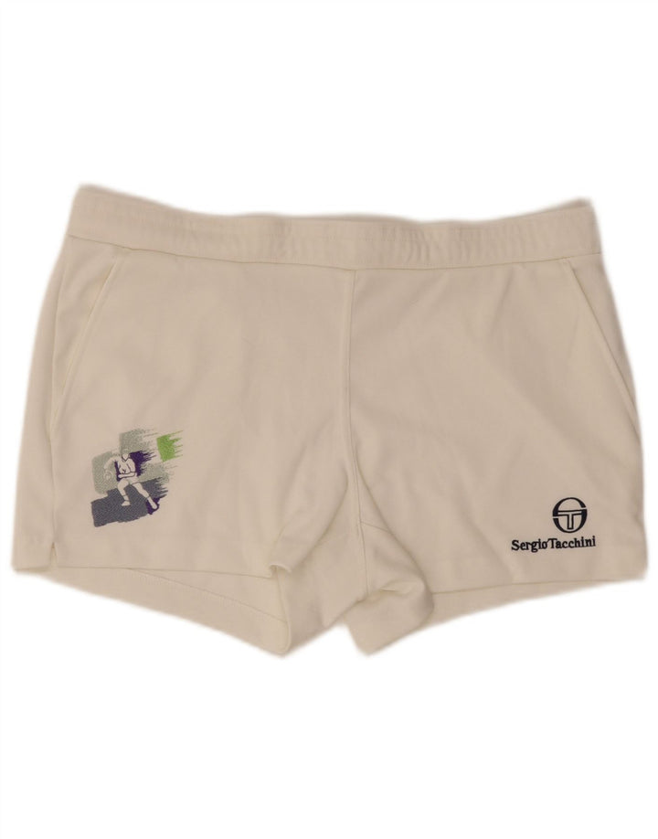 Sergio Tacchini Short de sport graphique pour homme EU 48 Polyester blanc moyen