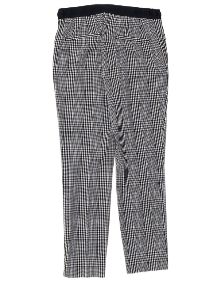 Zara Pantalon court slim pour femme Small W26 L26 Bleu marine à carreaux en polyester