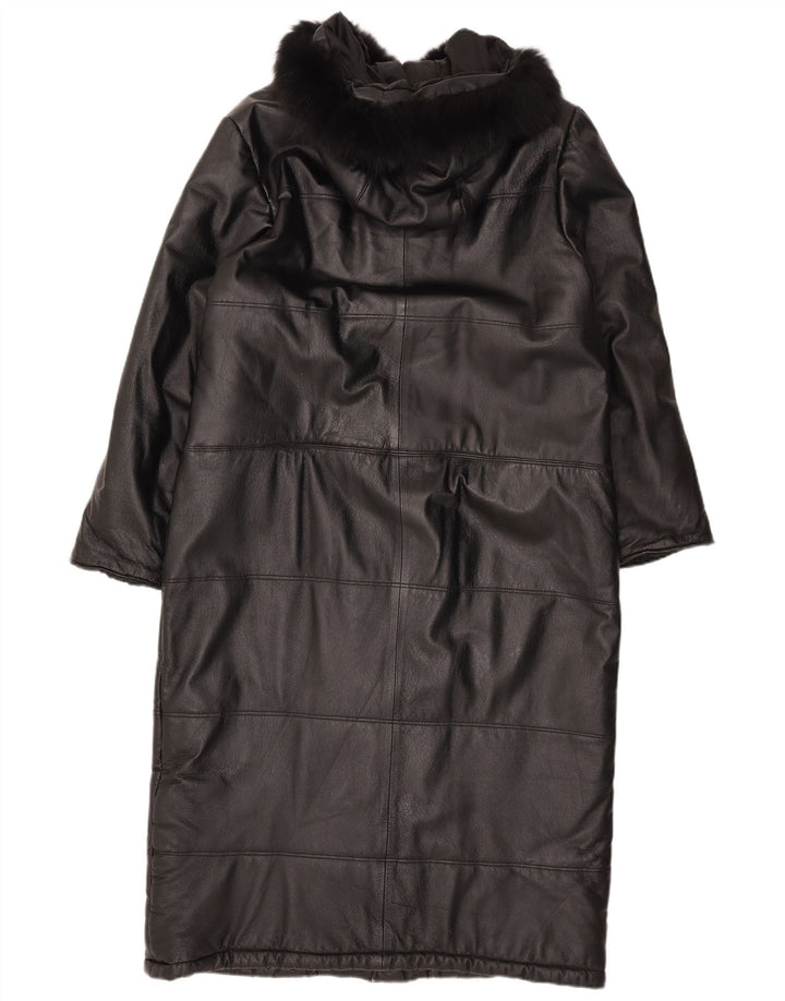 Privilegi Manteau en cuir à capuche pour femme IT 46 Large Noir
