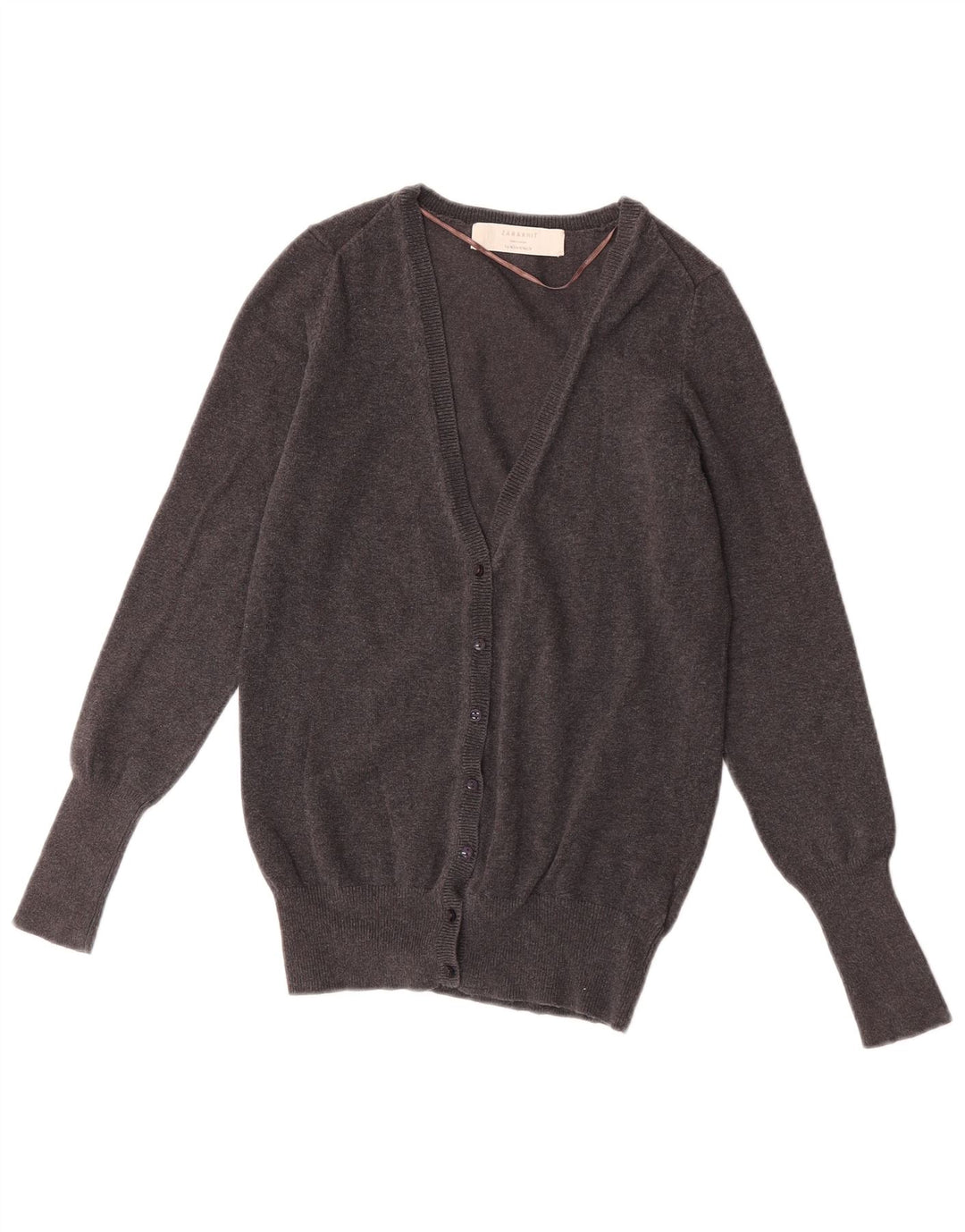 Zara Cardigan Femme Pull UK 12 Coton Gris Moyen