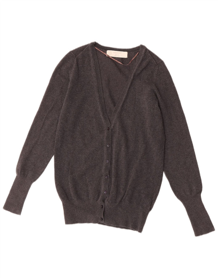 Zara Cardigan Femme Pull UK 12 Coton Gris Moyen