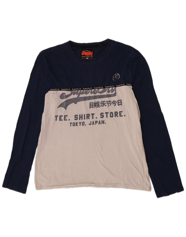 Superdry Haut Graphique Extra Slim Manches Longues 2XL Homme Bleu Colorblock