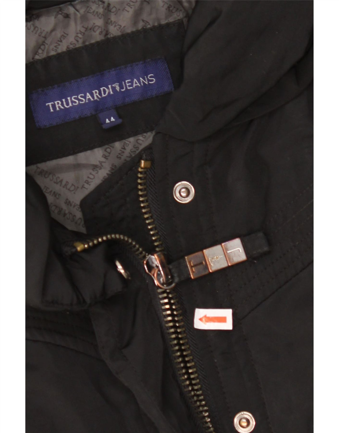 TRUSSARDI JEANS Manteau Coupe-Vent Femme IT 44 Moyen Noir Polyester