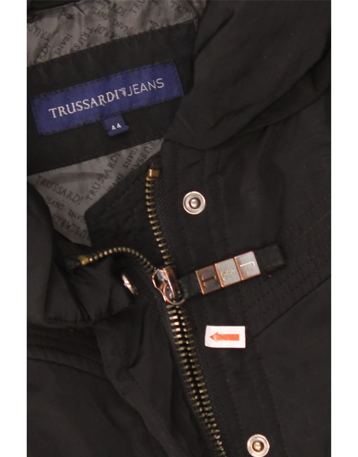 TRUSSARDI JEANS Manteau Coupe-Vent Femme IT 44 Moyen Noir Polyester