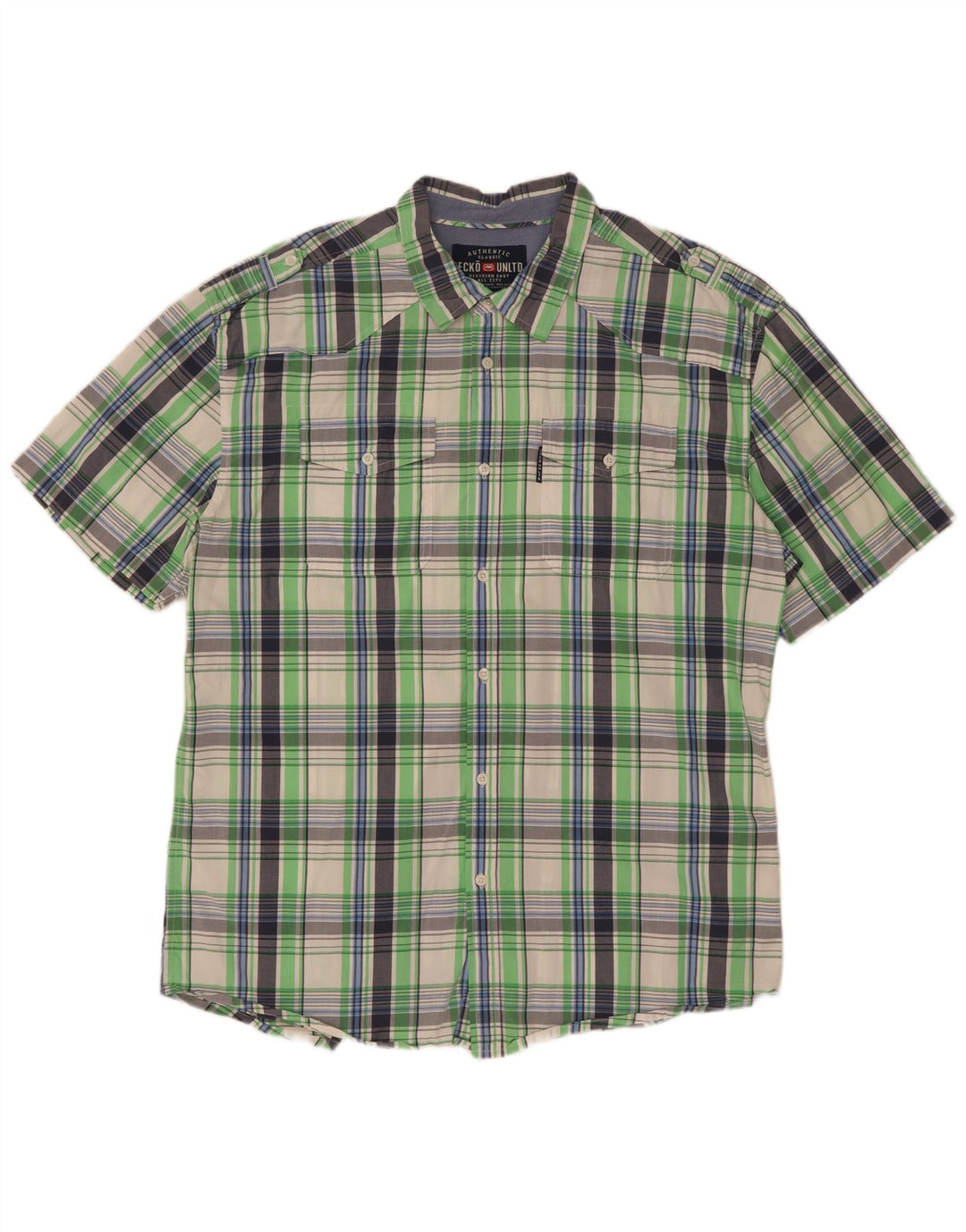 Ecko Unlimited Chemise à manches courtes pour homme 2XL en coton à carreaux vert