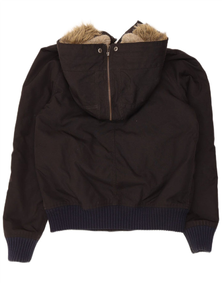 Woolrich Veste matelassée à capuche pour femme UK 14 Large Noir Nylon