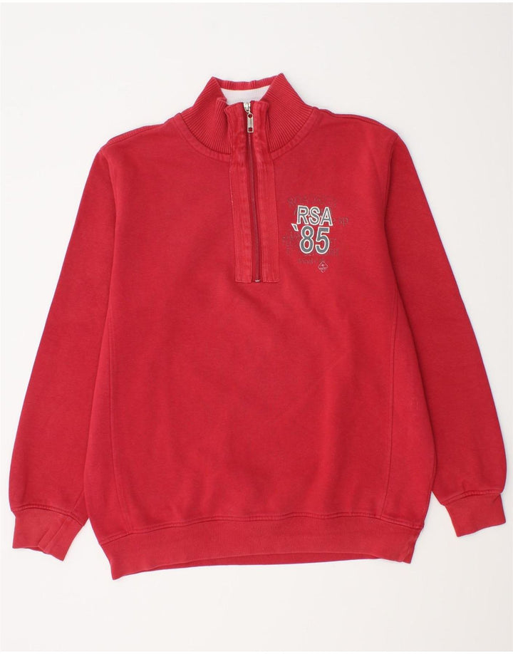 ROADSIGN AUSTRALIA Sweat-shirt à col zippé pour homme en coton rouge Taille L
