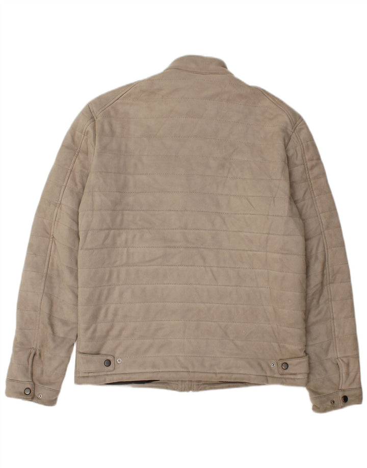 Zara Veste Bomber Homme UK 38 Polyester Beige Moyen