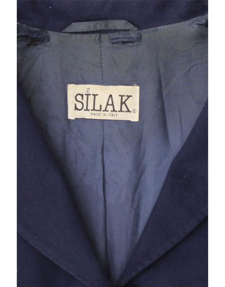 vintage Femmes Longline 3 Bouton Blazer Veste UK 14 Bleu Marine Moyen