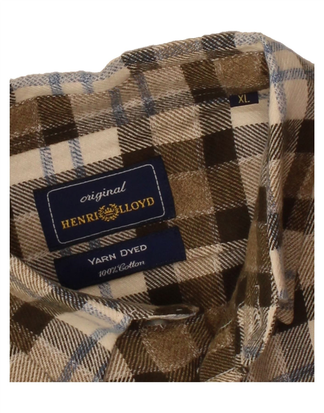 HENRI LLOYD Mens Flannel Shirt XL Brown Check Cotton Vintage Henri Lloyd and Second-Hand Henri Lloyd from Messina Hembry 
