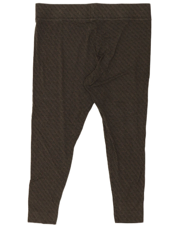 Marks & Spencer Legging Capri Femme UK 20 2XL Kaki Géométrique Viscose