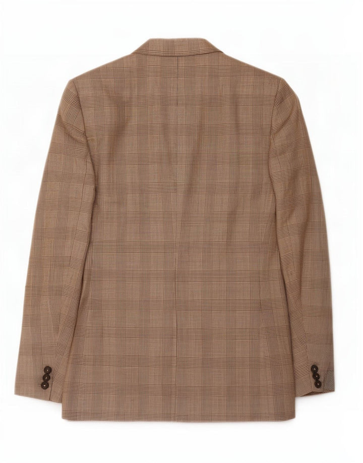 Marks & Spencer Veste blazer à 2 boutons pour homme UK 40 Beige moyen à carreaux