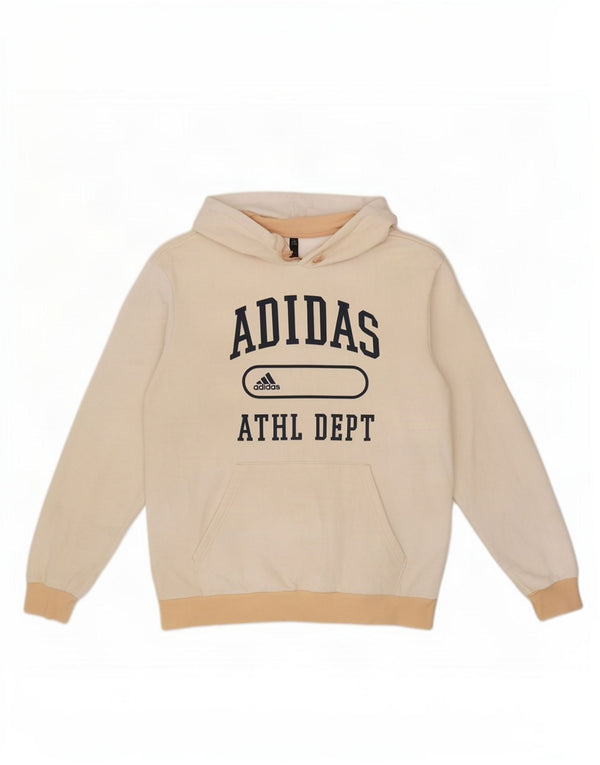 Adidas Pull à capuche graphique pour homme en coton color block blanc cassé
