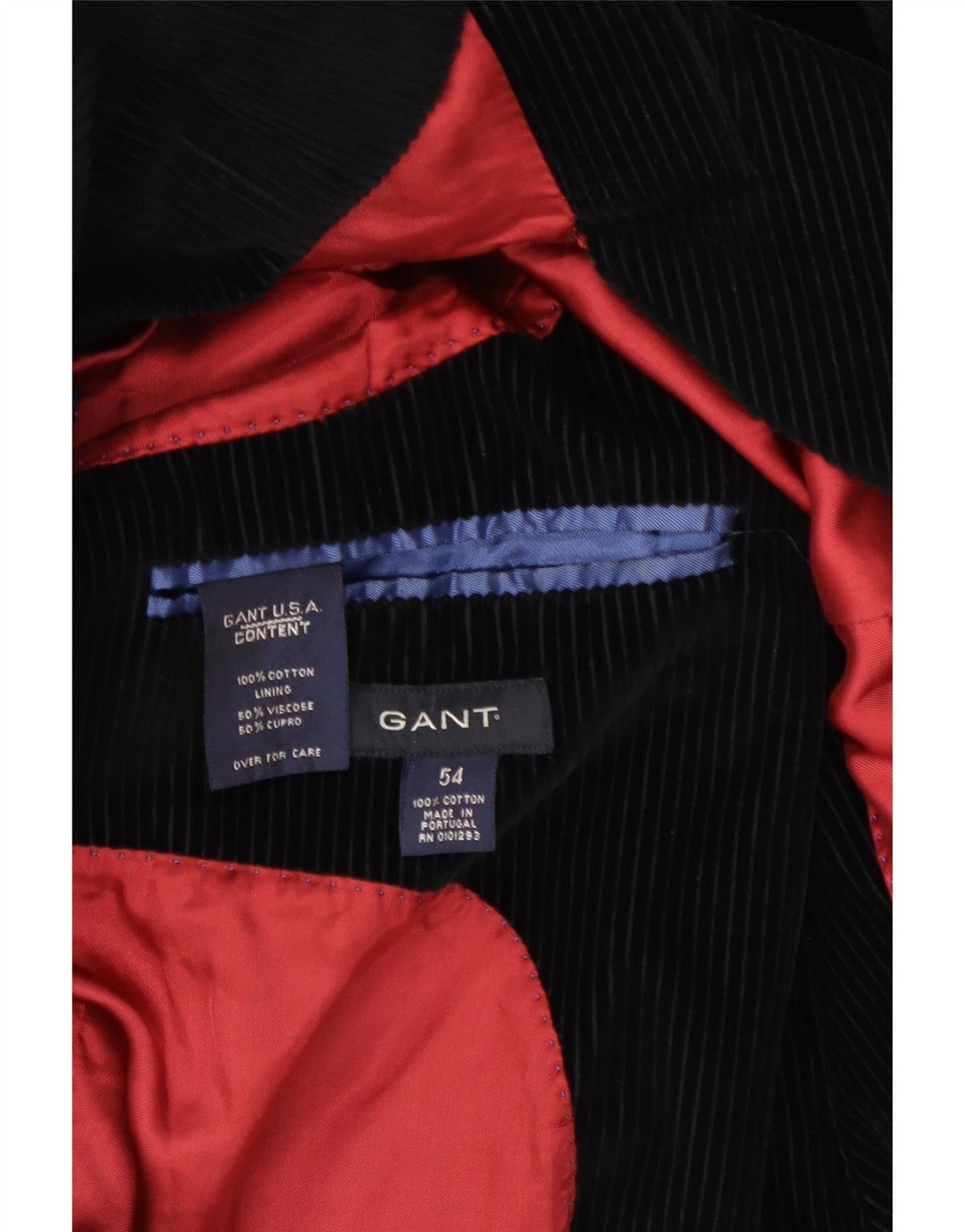 GANT Veste blazer en velours côtelé à 3 boutons pour homme EU 54 2XL Noir Coton