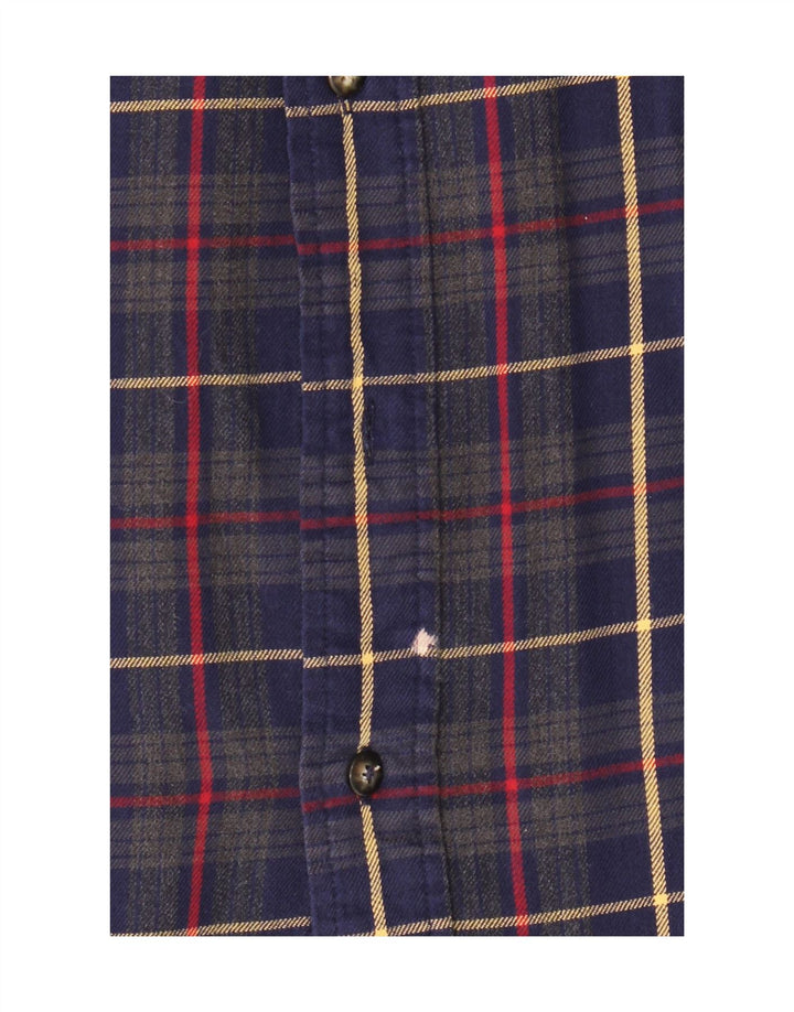 IZOD Mens Flannel Shirt Large Navy Blue Check Cotton Vintage Izod and Second-Hand Izod from Messina Hembry 