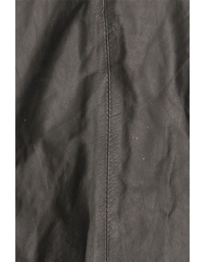 Manteau en cuir à capuche femme vintage IT 44 Cuir noir moyen