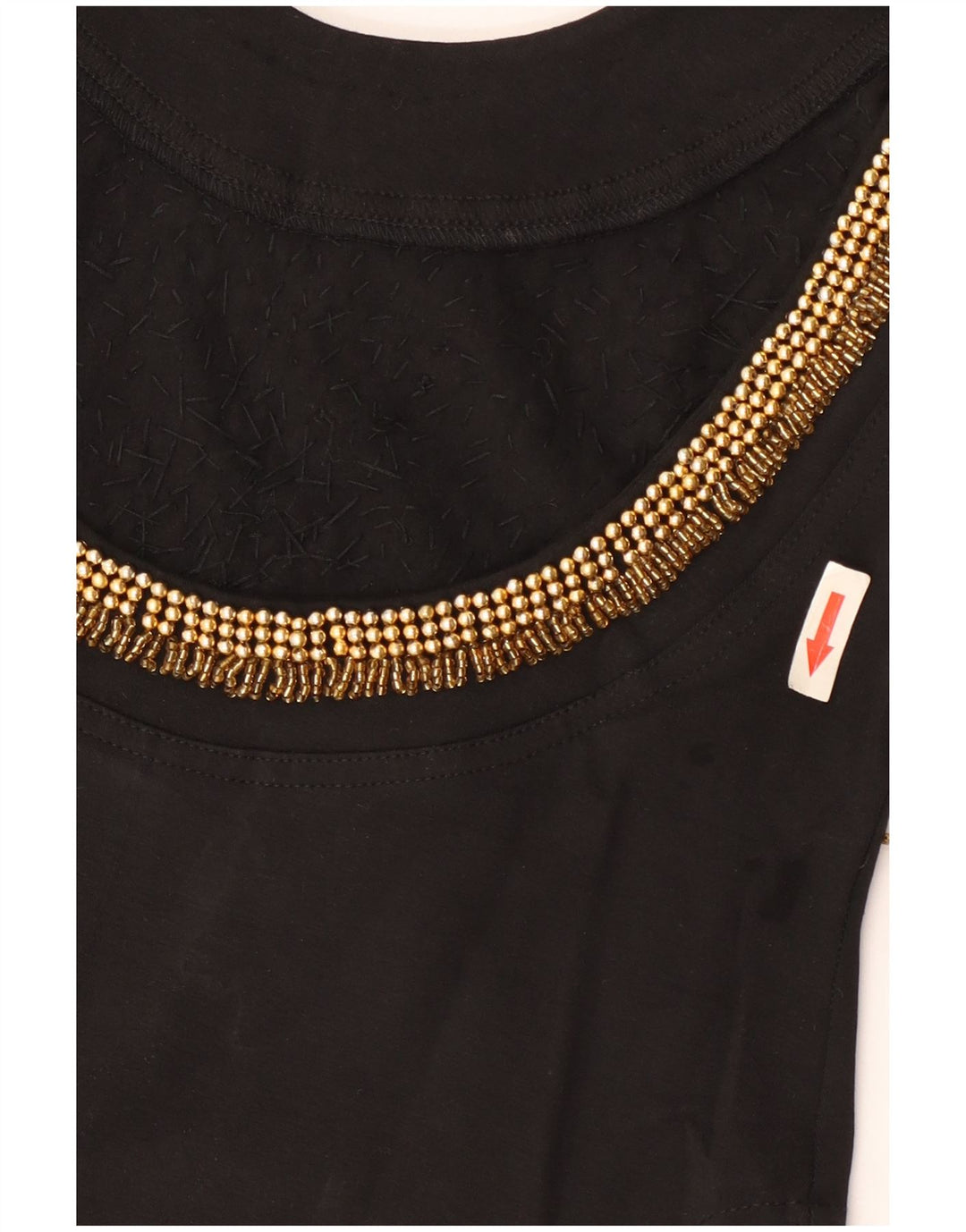 vintage Femme Manches Longues Body UK 12 Moyen Noir Coton