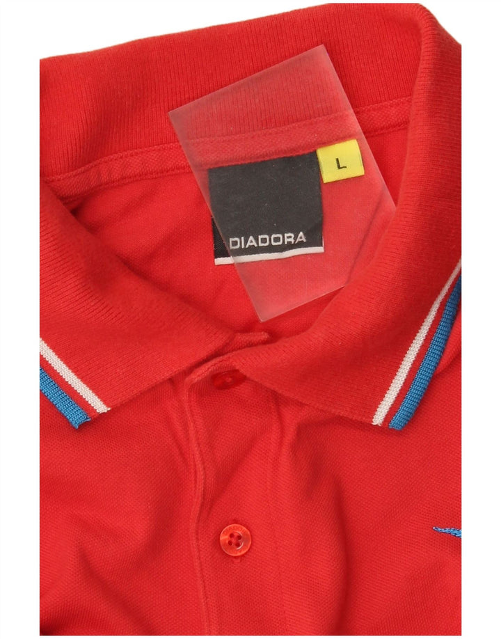 Diadora Polo à manches longues pour hommes, grand rouge