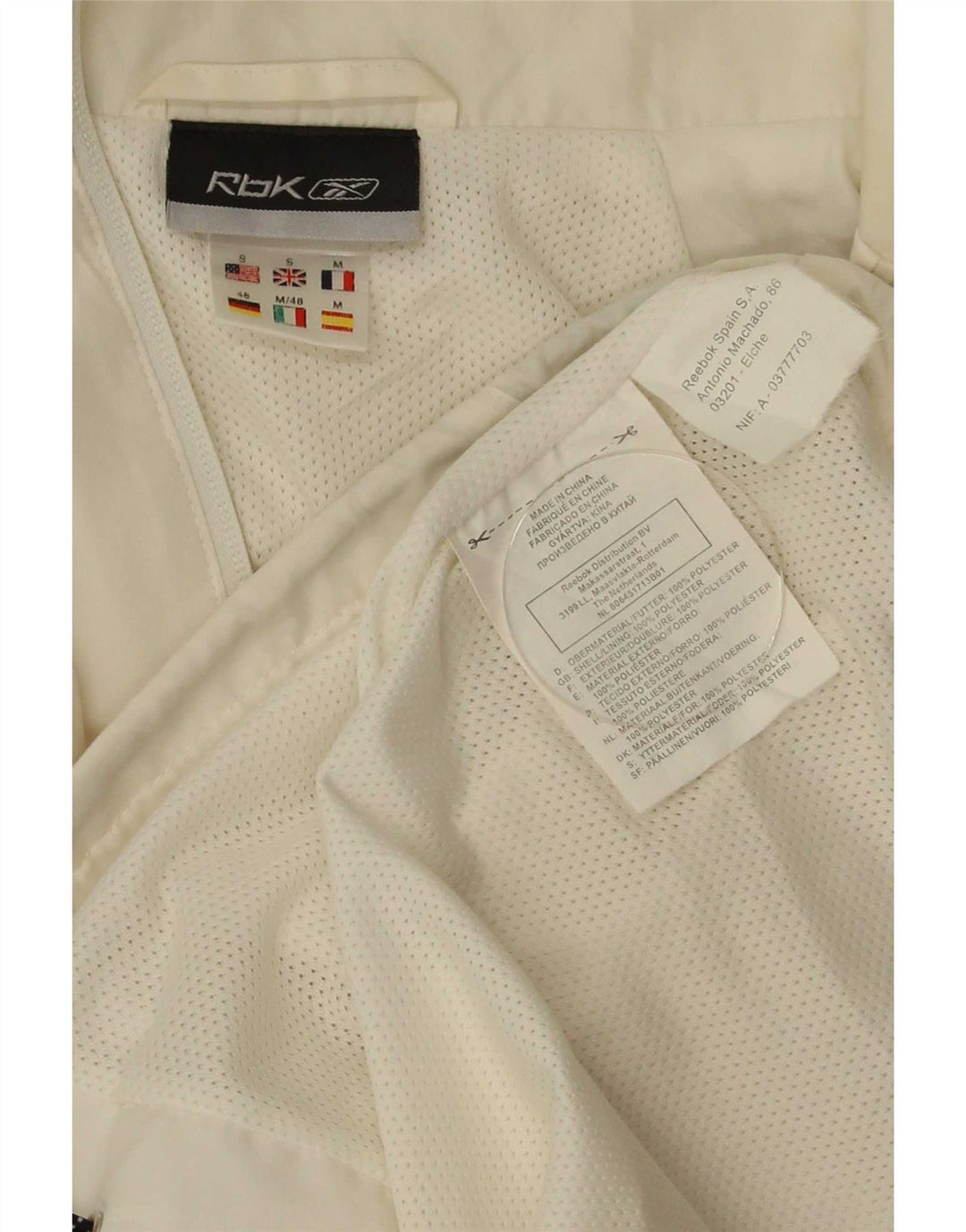 Reebok Veste de survêtement pour homme Small Blanc Colorblock Polyester