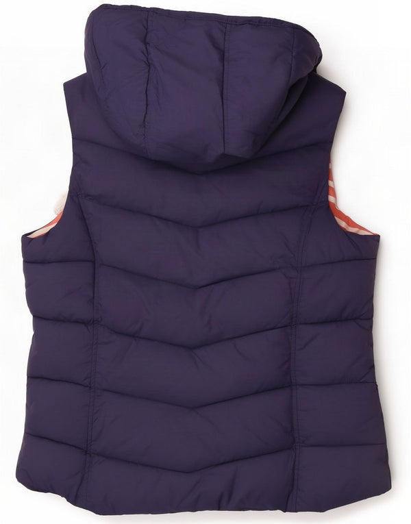 Joules Gilet rembourré à capuche pour femme UK 14 Large Navy Blue Colourblock