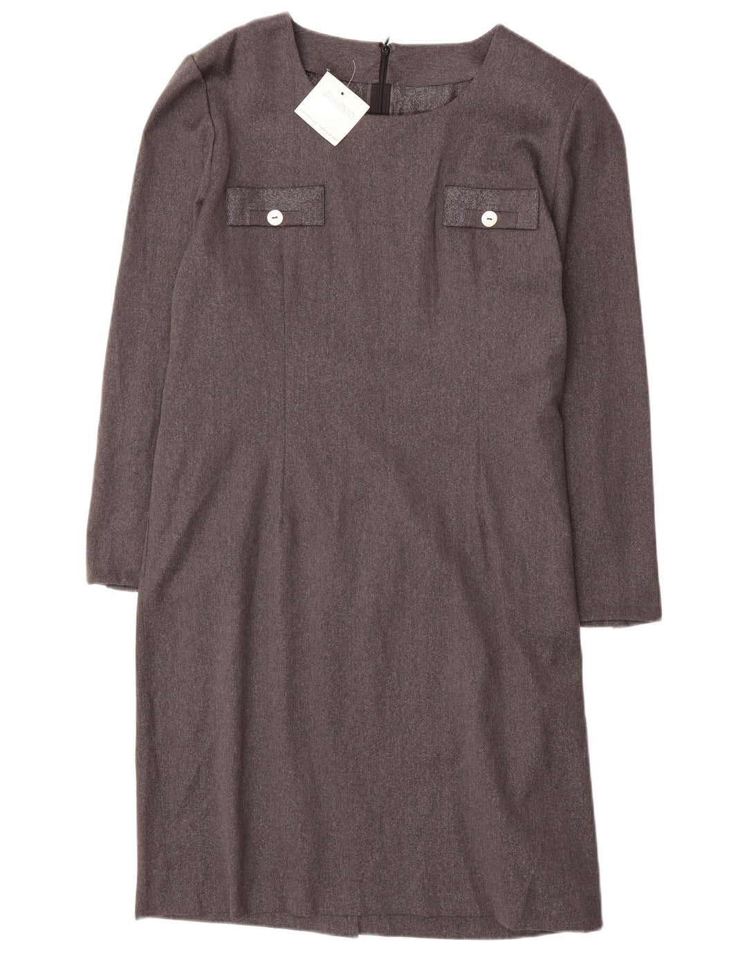Vanita Robe droite à manches longues pour femme UK 14 Grande laine grise