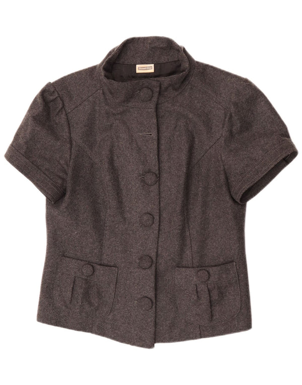 Street One Veste Blazer à Manches Courtes pour Femme UK 14 Grande Laine Grise