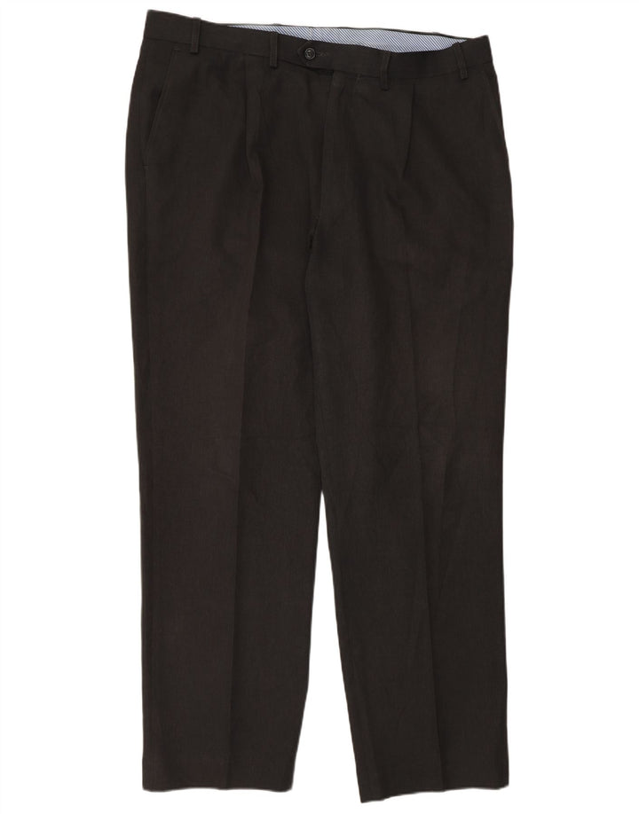 Marks & Spencer Pantalon de Costume Droit Homme W38 L31 Gris Polyester