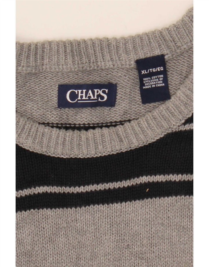 Chaps Pull col rond homme XL coton rayé gris