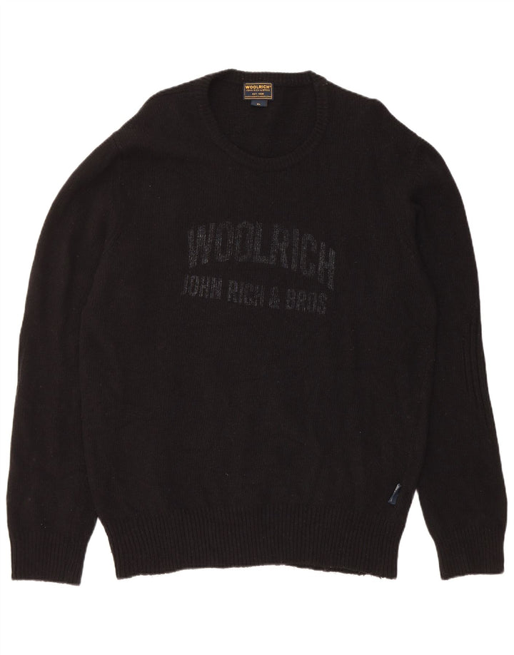 Woolrich Pull graphique à col rond pour homme XL en laine noire