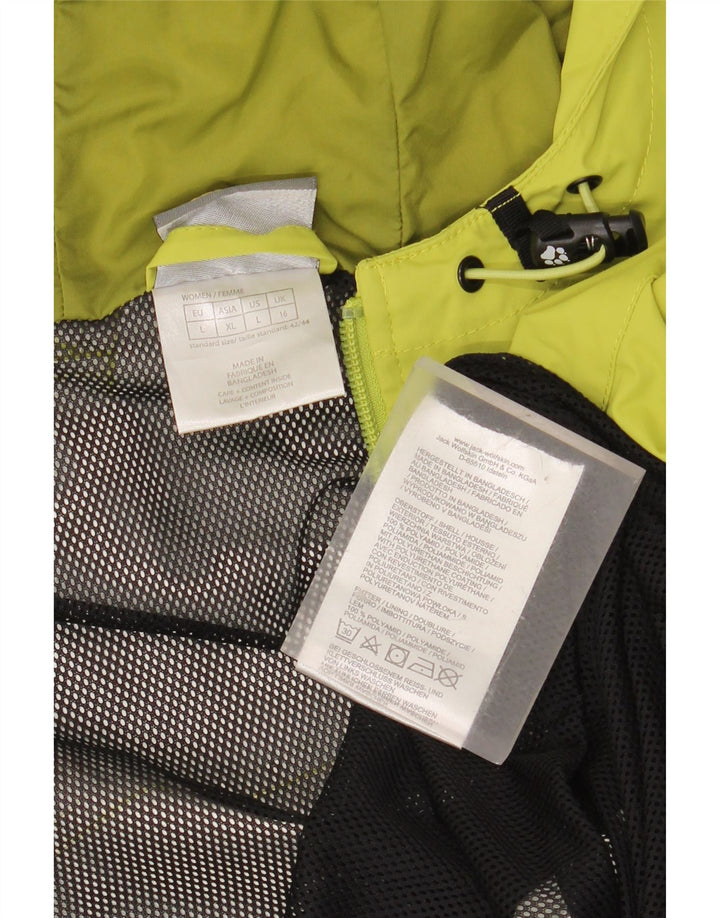 JACK WOLFSKIN Veste de pluie à capuche surdimensionnée pour femme UK 16 Large Vert