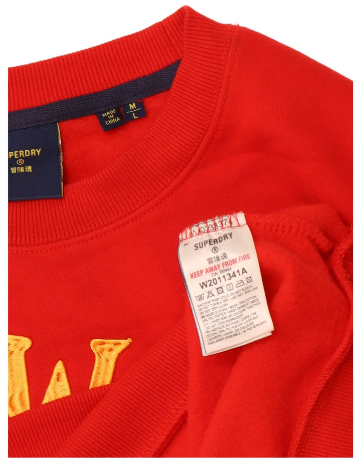 SUPERDRY Homme Hawks Graphic Sweatshirt Jumper Large Rouge Coton