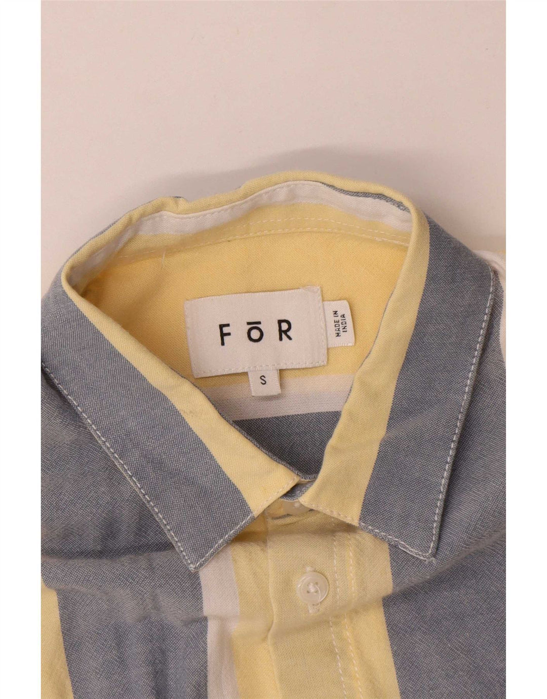 vintage Chemise à manches courtes pour hommes Petit rayé jaune