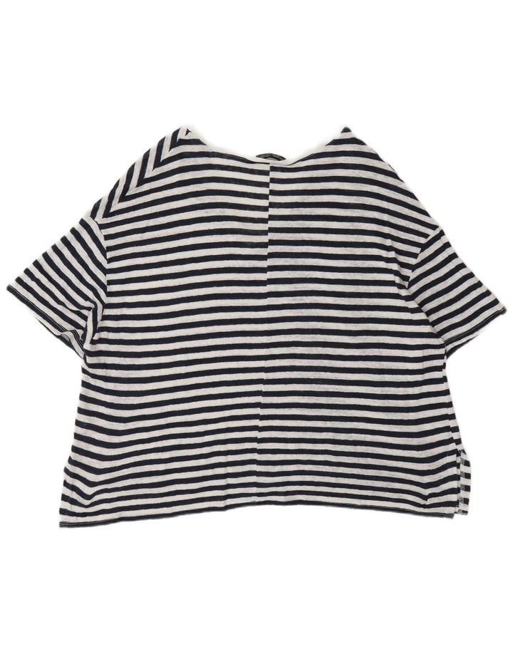 Zara T-shirt surdimensionné pour femme UK 14 Medium Noir à fines rayures