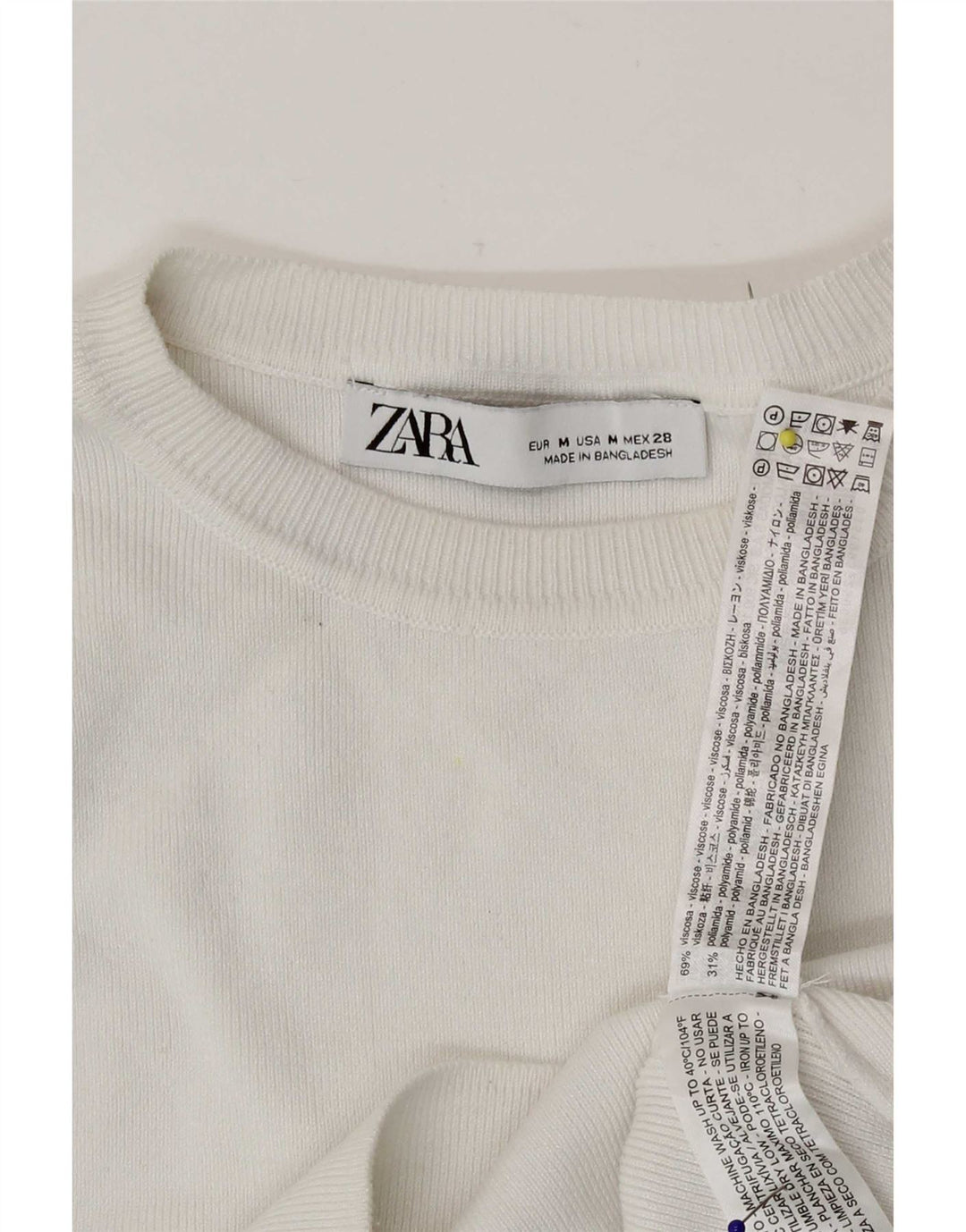 Zara Haut court sans manches pour femme UK 12 Viscose blanc moyen