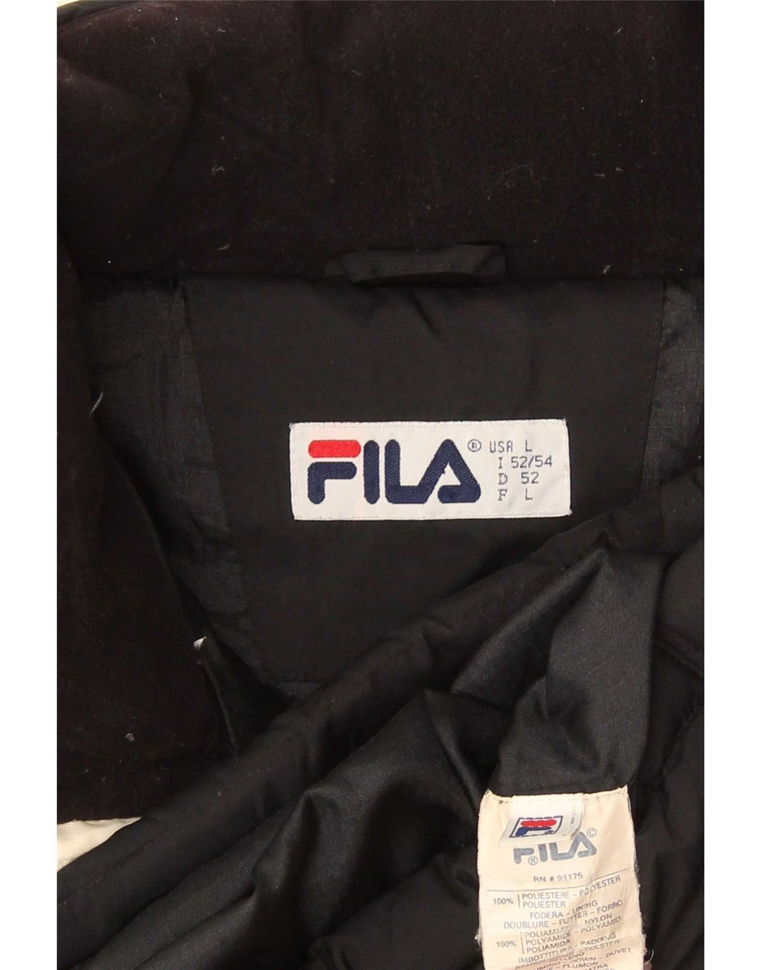Fila Gilet rembourré homme UK 40 Large Noir Polyester