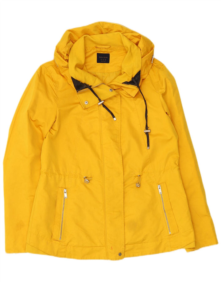 Zara Veste coupe-vent à capuche pour femme UK 14 Polyester jaune moyen