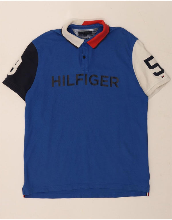 Tommy Hilfiger Polo Rugby Graphique Homme XL Bleu Colorblock Coton
