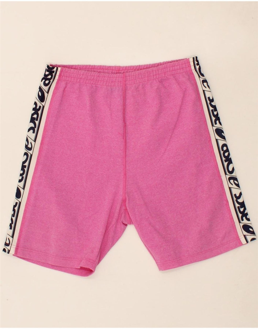 ASICS Womens Graphic Sport Shorts UK 12 Medium Pink Colourblock Polyester Vintage Asics and Second-Hand Asics from Messina Hembry 