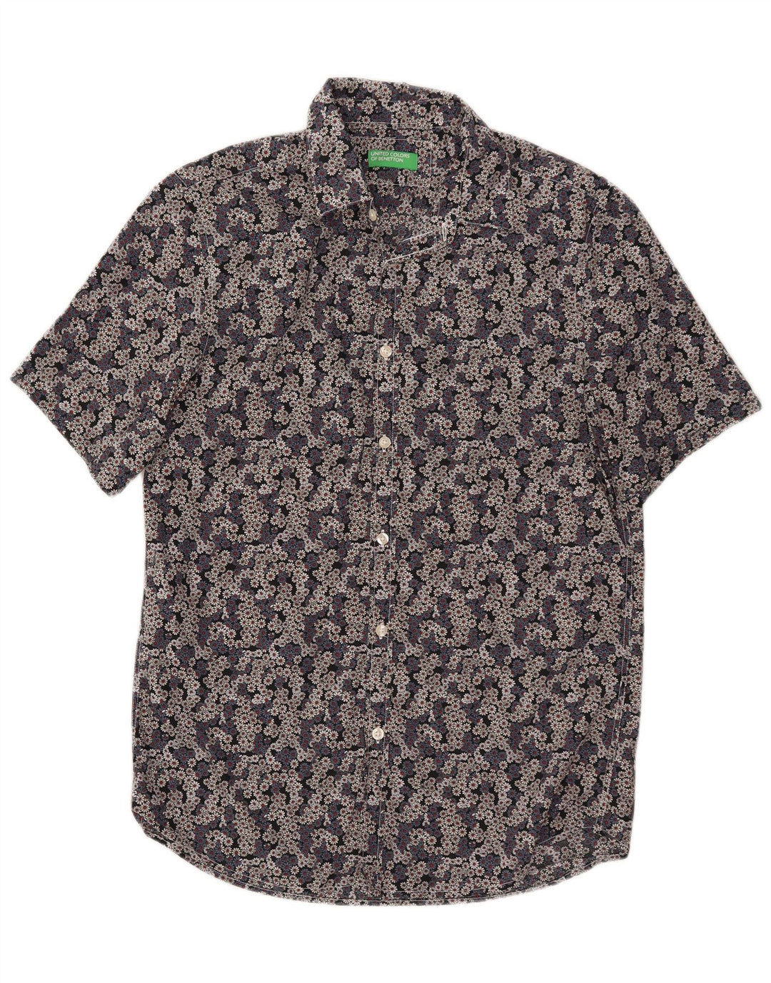 BENETTON Chemise à Manches Courtes Homme Coton Floral Multicolore Moyen