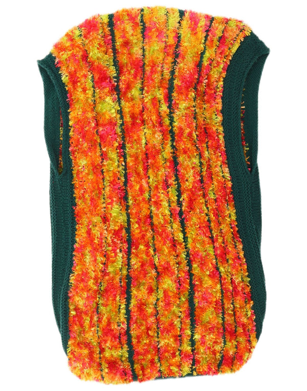 vintage Womens Longline Cardigan Sweater UK 16 Grand Rayé Multicolore