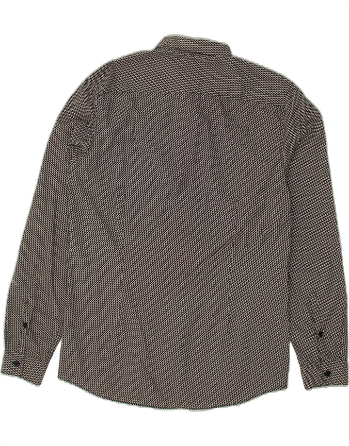 JULES Mens Shirt Large Black Geometric Cotton Vintage Jules and Second-Hand Jules from Messina Hembry 