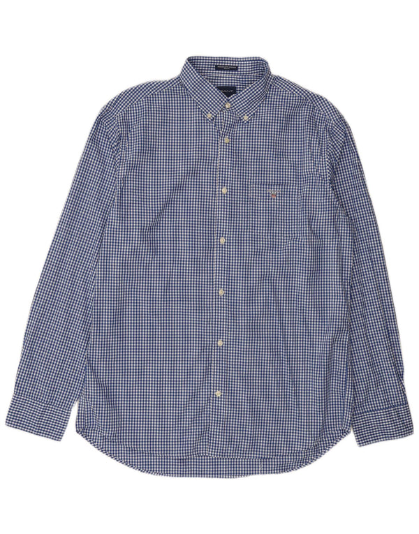 Gant Chemise Regular Fit Homme Taille 43/44 17 1/2 XL Bleu Vichy Coton