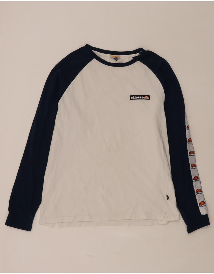 ELLESSE Haut graphique à manches longues pour homme en coton color block blanc moyen