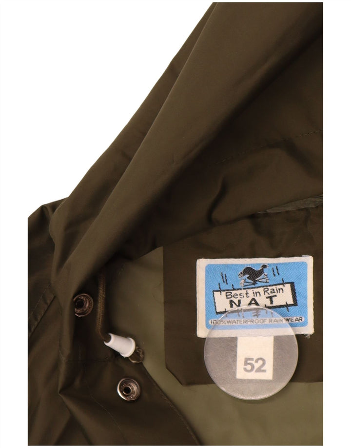 veste de pluie à capuche vintage pour hommes IT 52 XL Nylon kaki